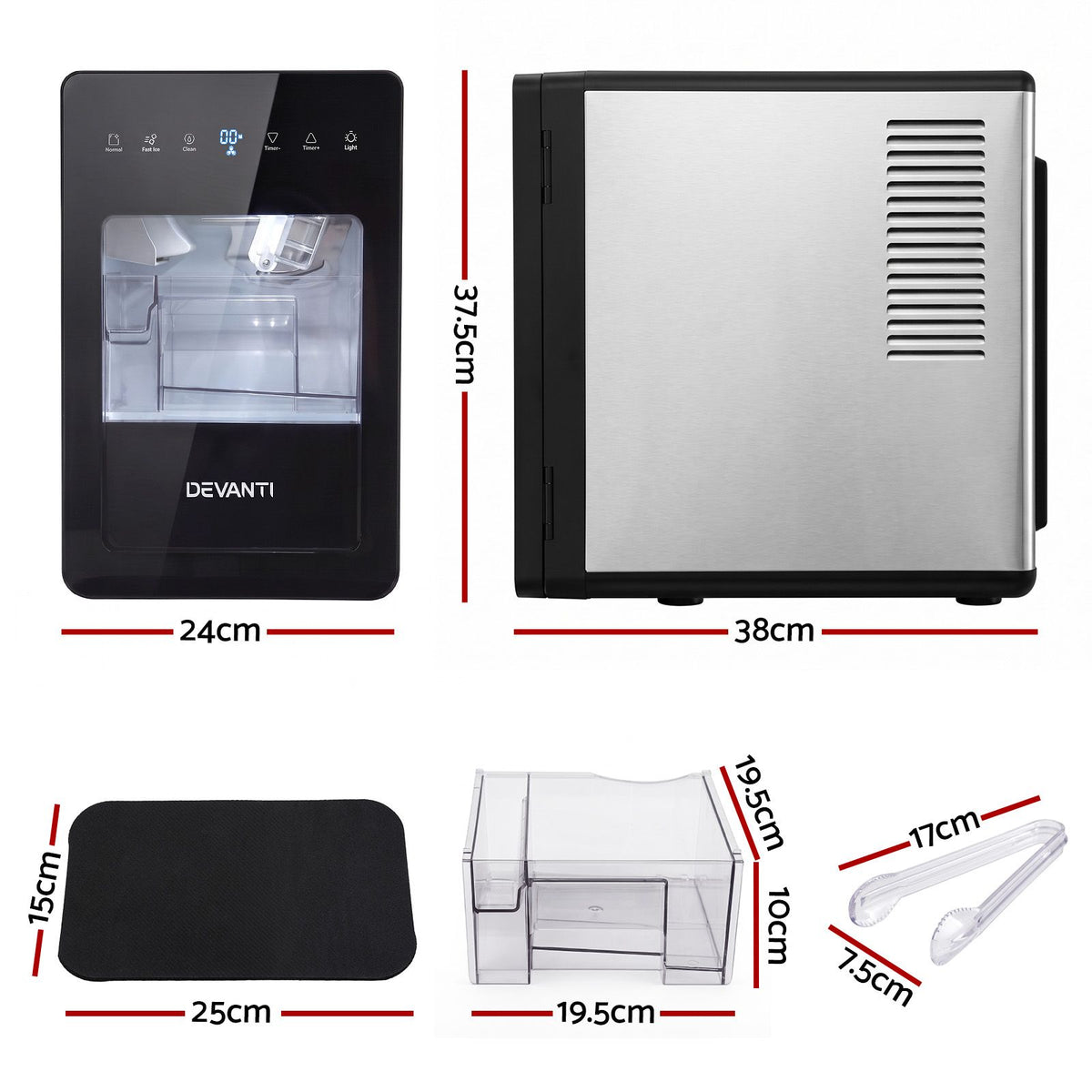 Devanti Ice Maker 5cm Large Ice Cubes Countertop Machine 150pcs/24h for Home Awezingly