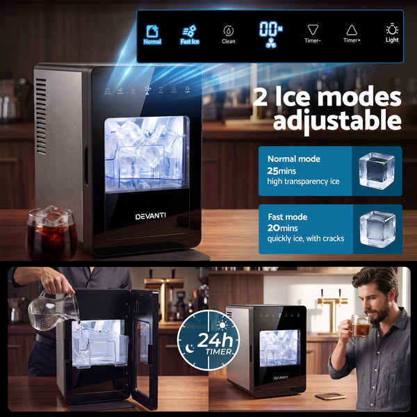 Devanti Ice Maker 5cm Large Ice Cubes Countertop Machine 150pcs/24h for Home Awezingly