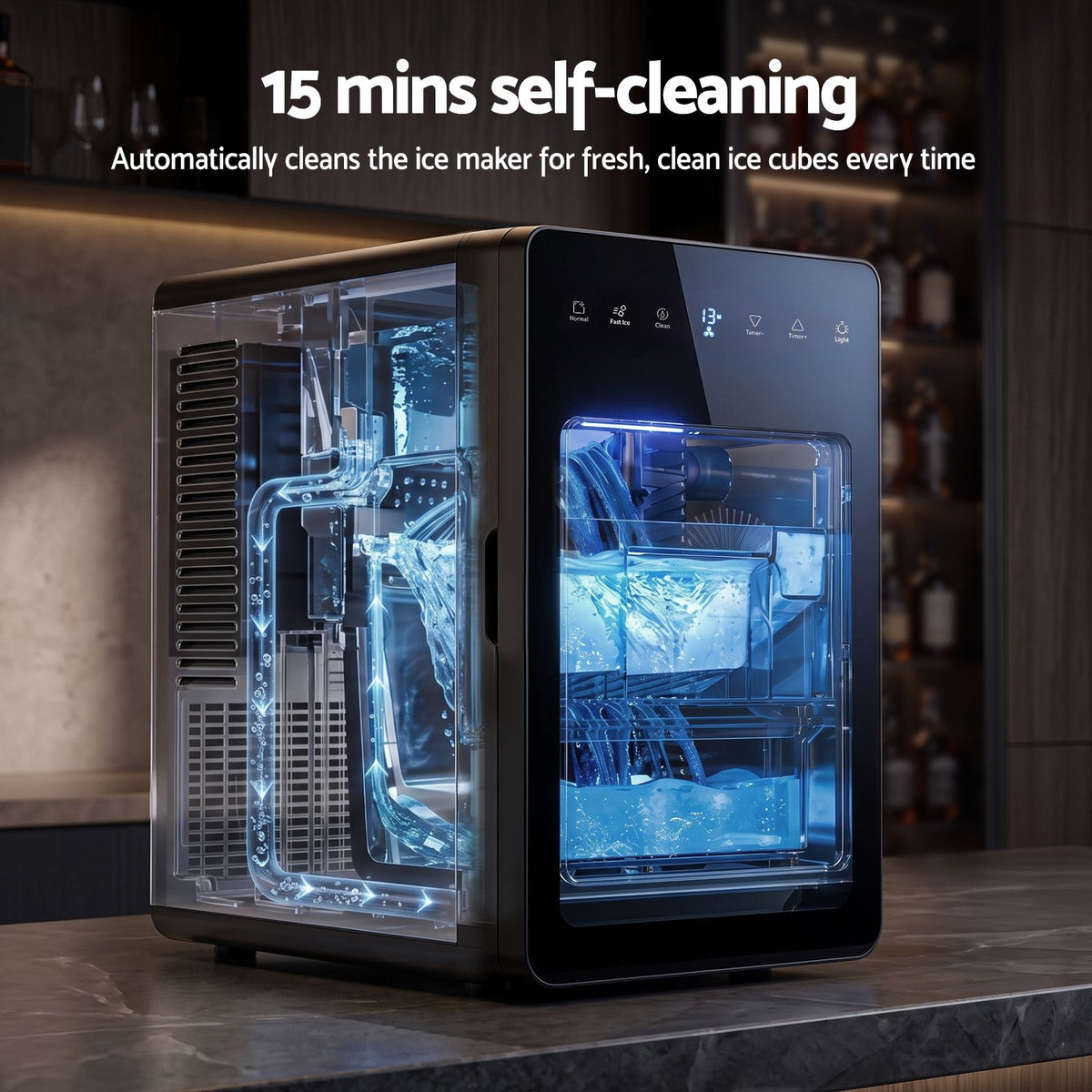 Devanti Ice Maker 5cm Large Ice Cubes Countertop Machine 150pcs/24h for Home Awezingly