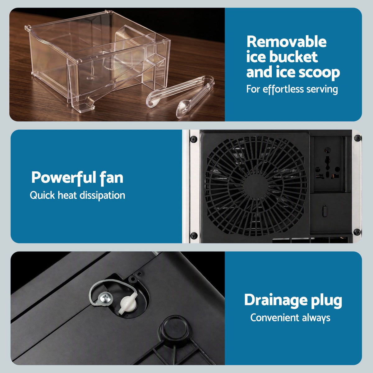 Devanti Ice Maker 5cm Large Ice Cubes Countertop Machine 150pcs/24h for Home Awezingly