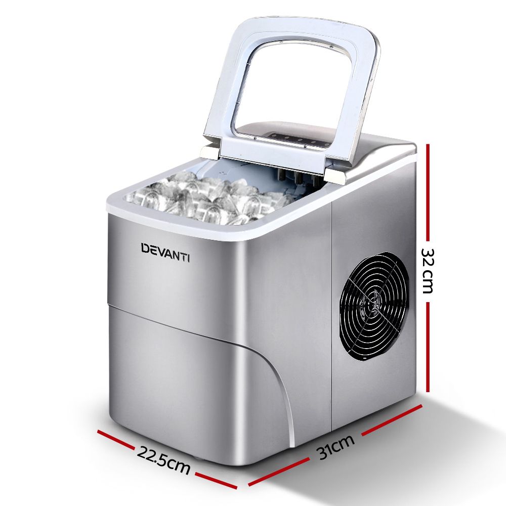 Devanti 12kg Ice Maker Machine Silver Awezingly