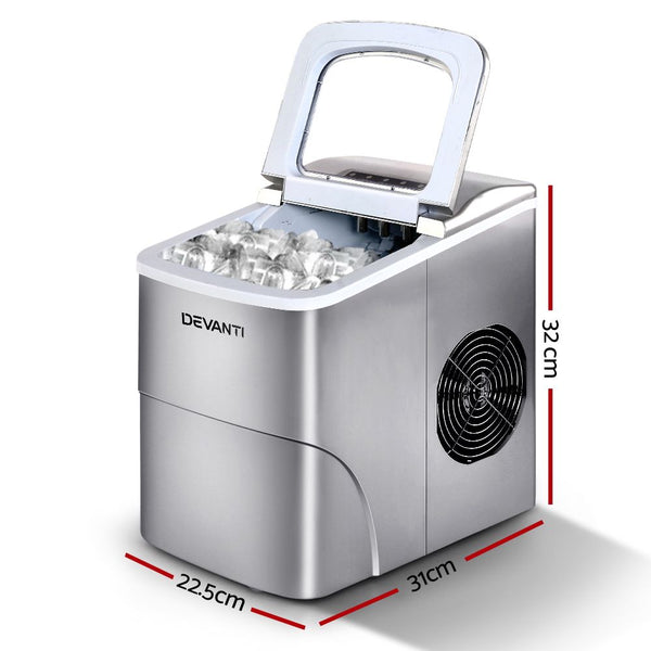 Devanti 12kg Ice Maker Machine Silver Awezingly