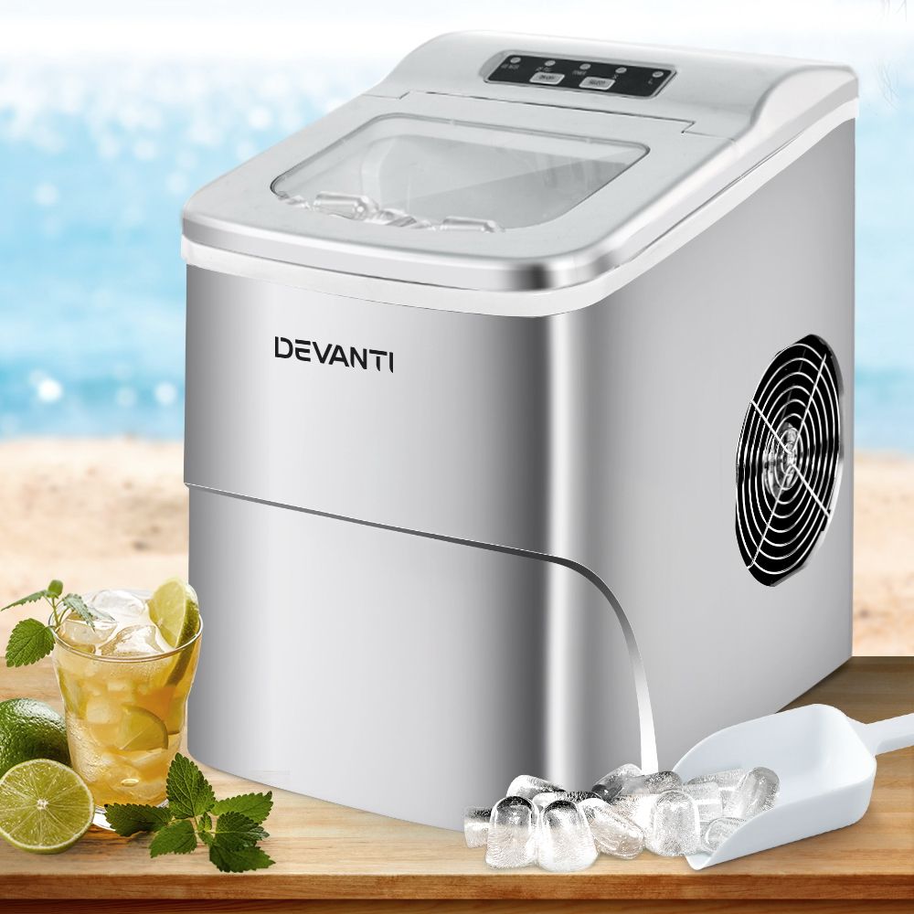 Devanti 12kg Ice Maker Machine Silver Awezingly