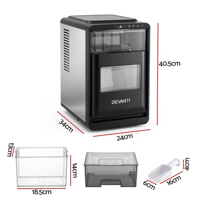 Devanti Ice Maker Crescent Ice 16pcs Countertop Machine 12KG/24H for Home