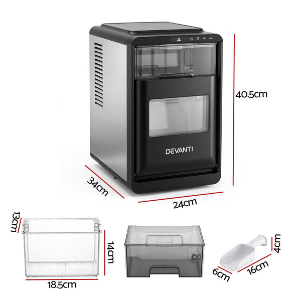 Devanti Ice Maker Crescent Ice 16pcs Countertop Machine 12KG/24H for Home Awezingly
