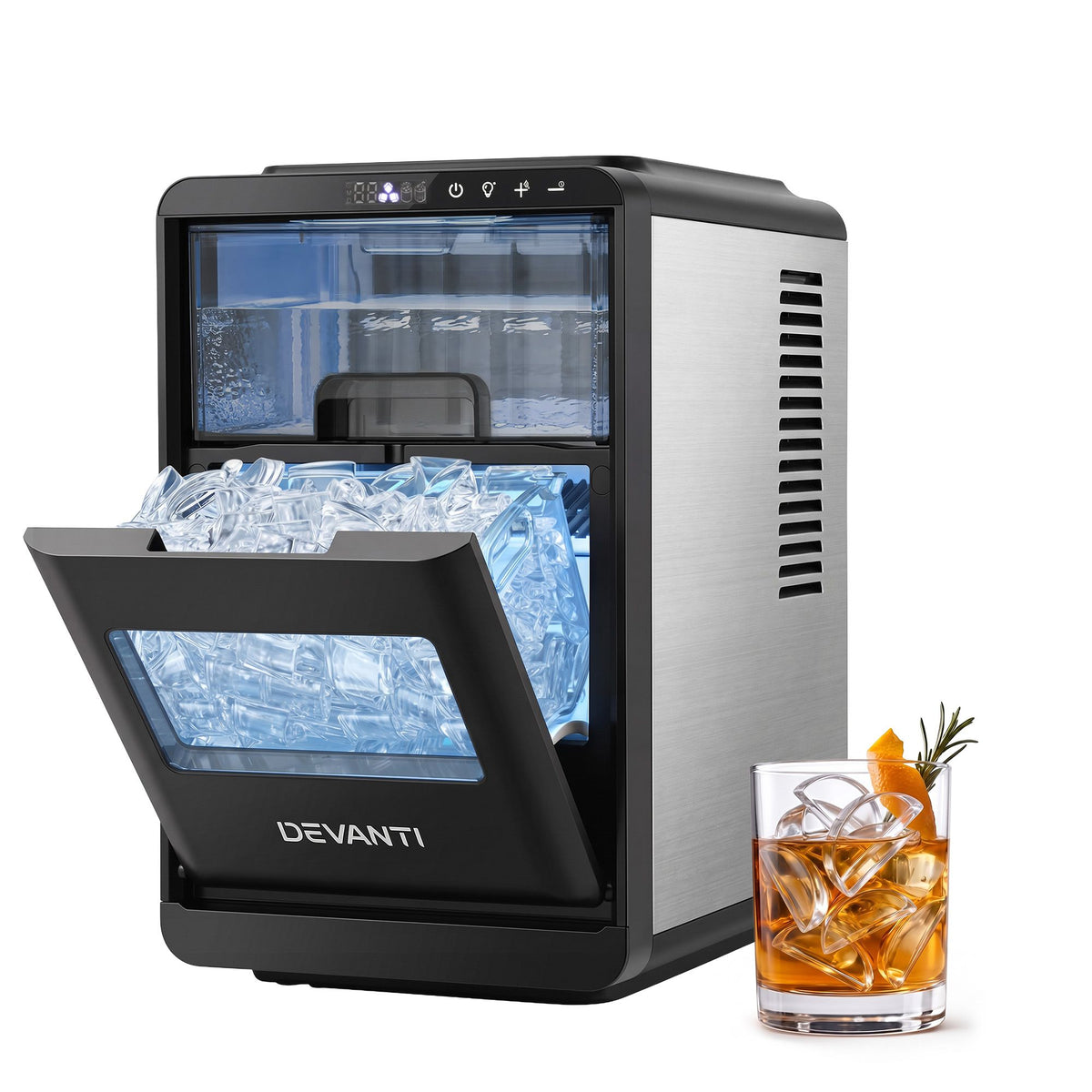 Devanti Ice Maker Crescent Ice 16pcs Countertop Machine 12KG/24H for Home Awezingly