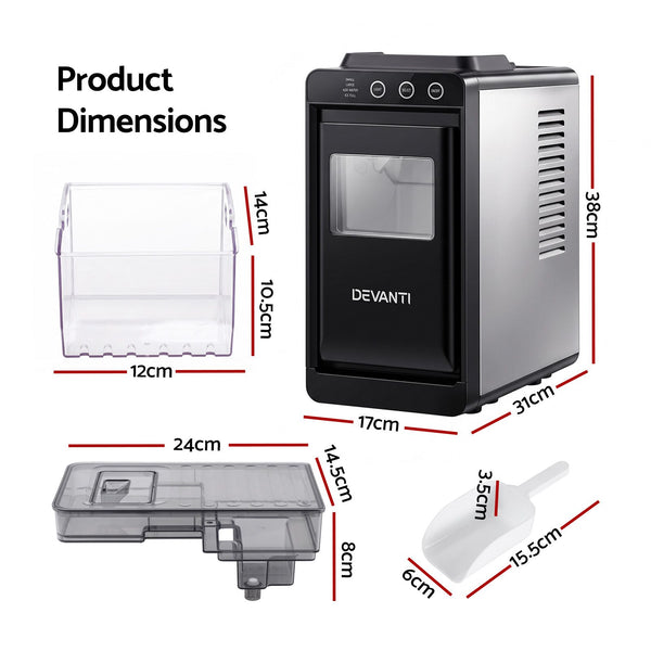 Devanti Ice Maker Ice Slim Compact Countertop Machine 12KG/24H for Home Awezingly