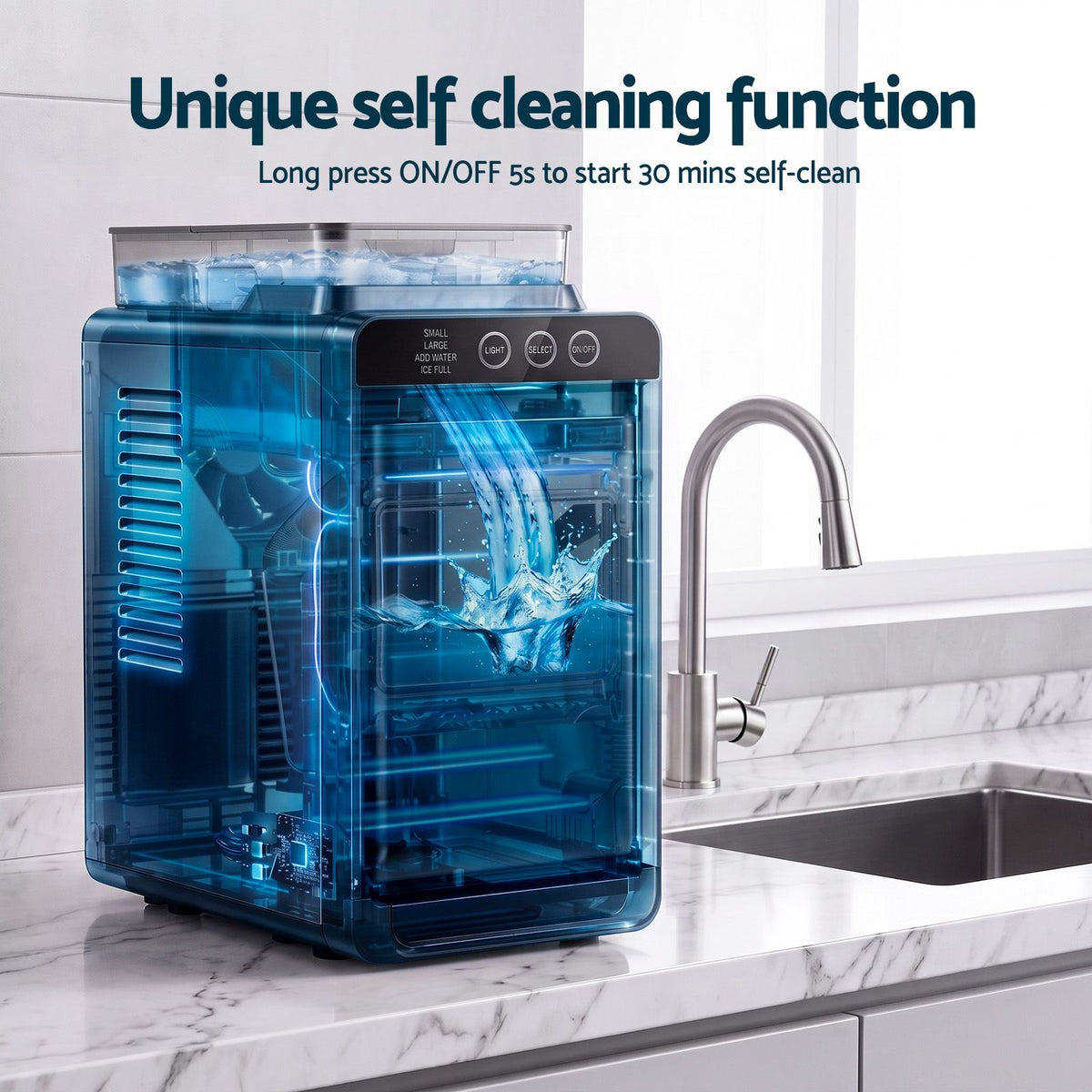 Devanti Ice Maker Ice Slim Compact Countertop Machine 12KG/24H for Home Awezingly