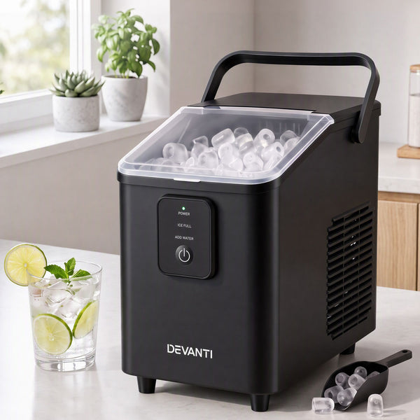 Devanti Ice Maker 11-12kg Portable Bullet Cube Machine Black Awezingly