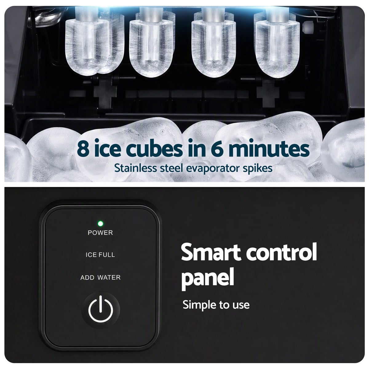 Devanti Ice Maker 11-12kg Portable Bullet Cube Machine Black Awezingly