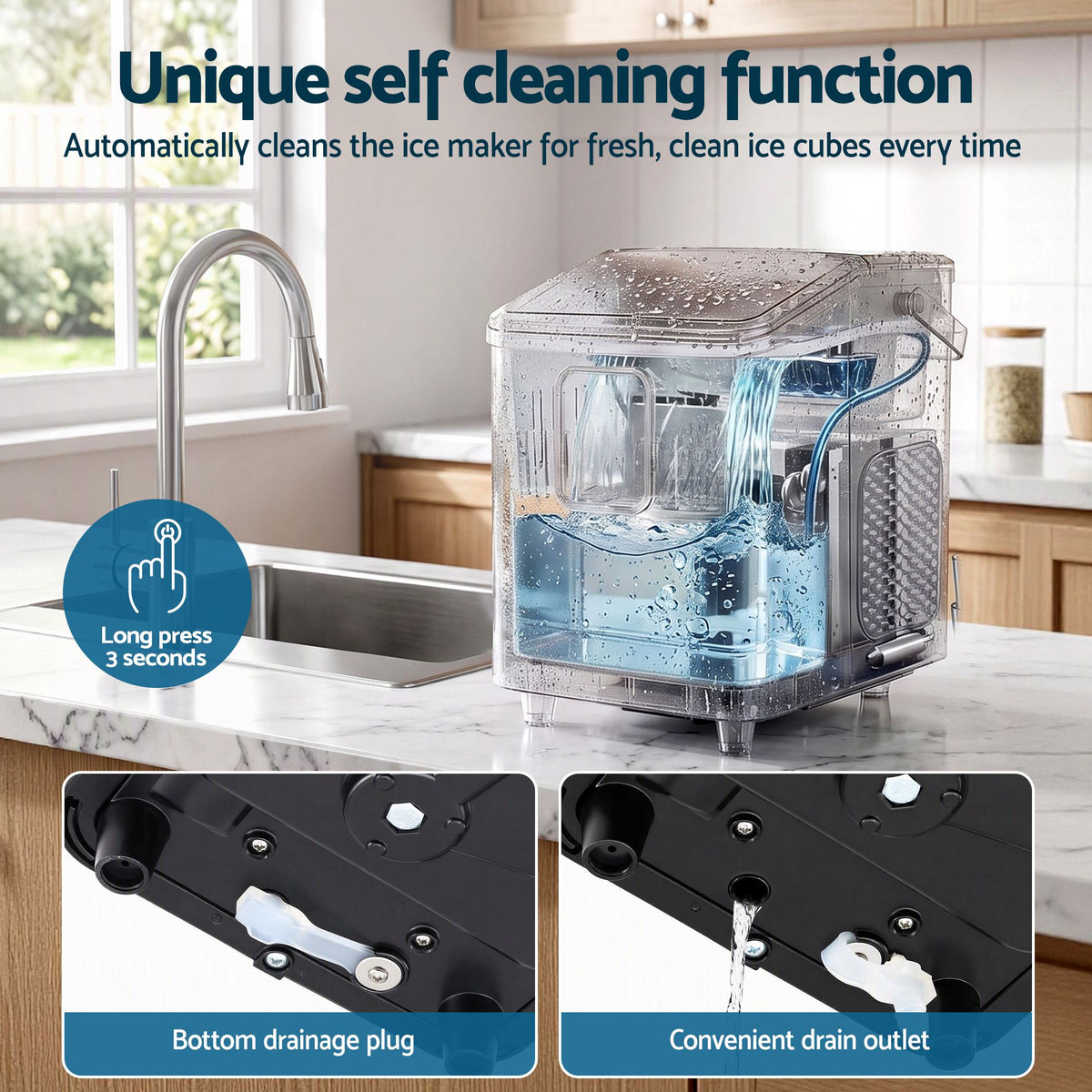 Devanti Ice Maker 11-12kg Portable Bullet Cube Machine Black Awezingly