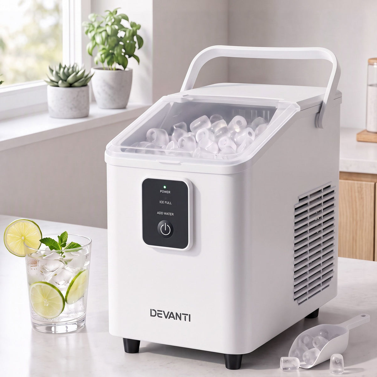 Devanti Ice Maker 11-12kg Portable Bullet Cube Machine White Awezingly