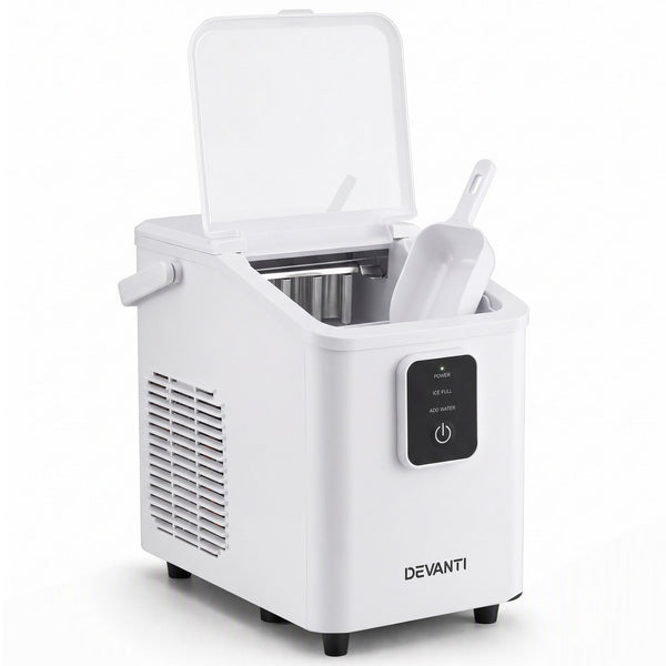 Devanti Ice Maker 11-12kg Portable Bullet Cube Machine White Awezingly