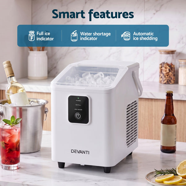 Devanti Ice Maker 11-12kg Portable Bullet Cube Machine White Awezingly