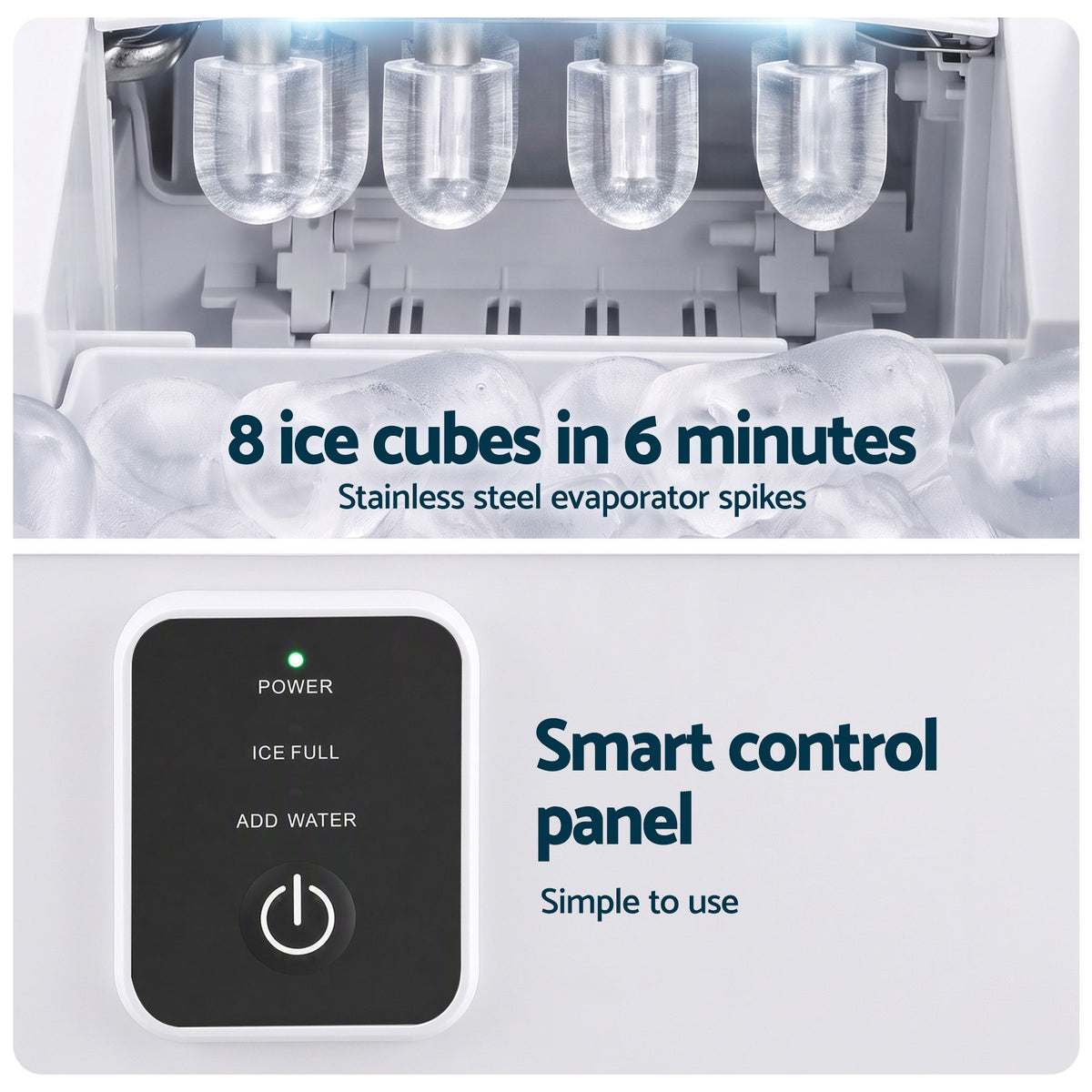Devanti Ice Maker 11-12kg Portable Bullet Cube Machine White Awezingly