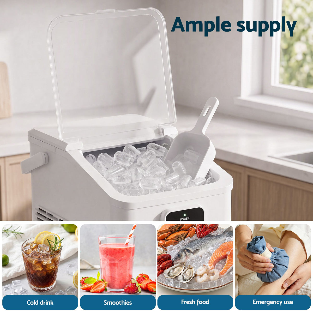 Devanti Ice Maker 11-12kg Portable Bullet Cube Machine White Awezingly