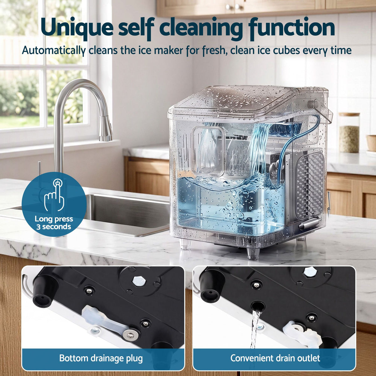 Devanti Ice Maker 11-12kg Portable Bullet Cube Machine White Awezingly