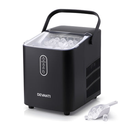 Devanti Ice Maker Portable Ice Machine Countertop Bullet Cube 12KG Black