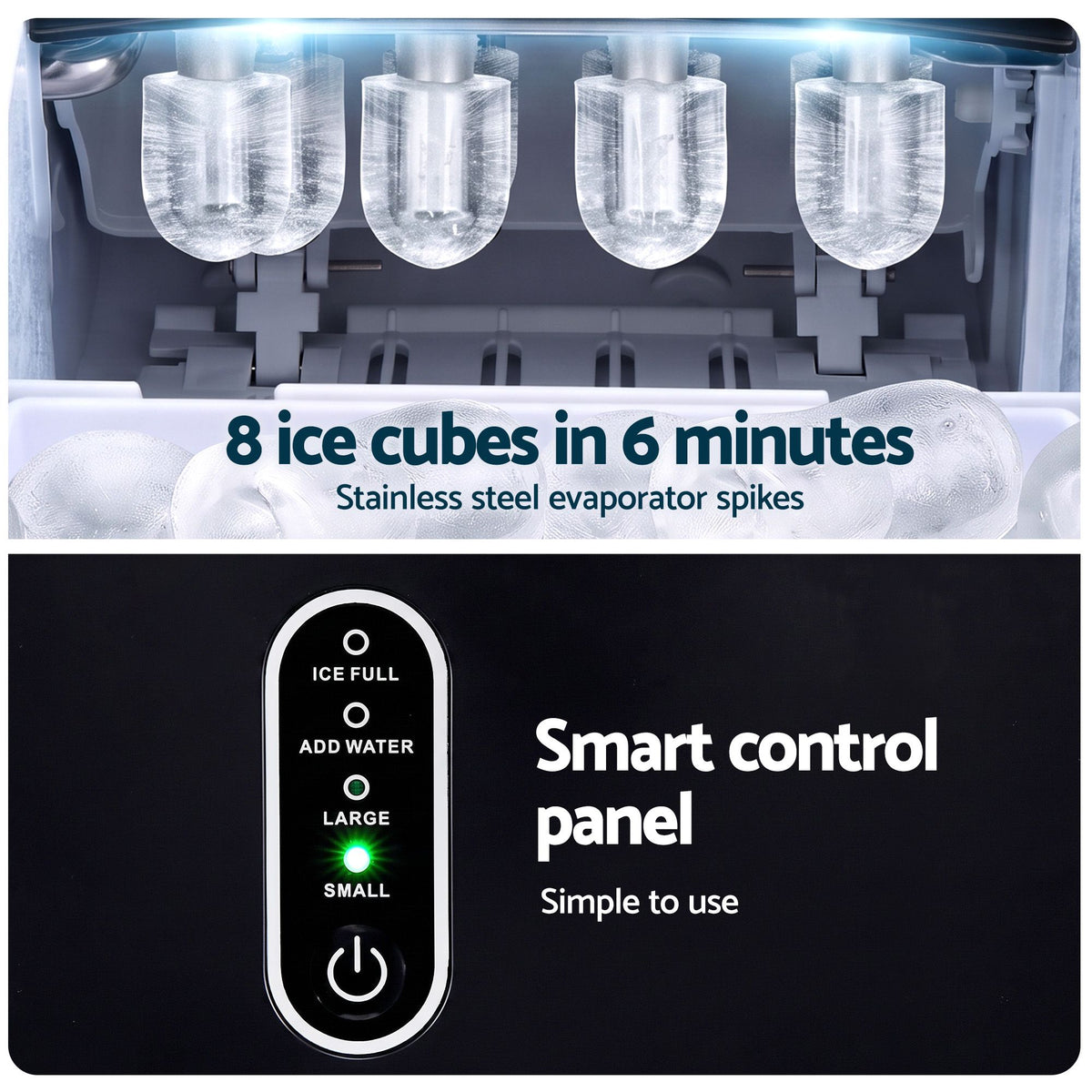 Devanti Ice Maker Portable Ice Machine Countertop Bullet Cube 12KG Black Awezingly