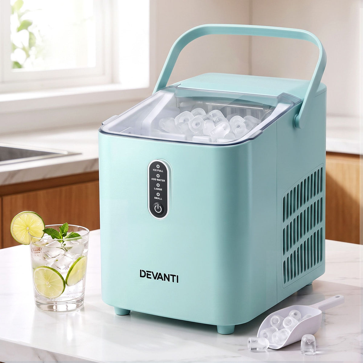 Devanti 12KG Ice Maker Machine Bullet Ice Cube Portable Green Awezingly