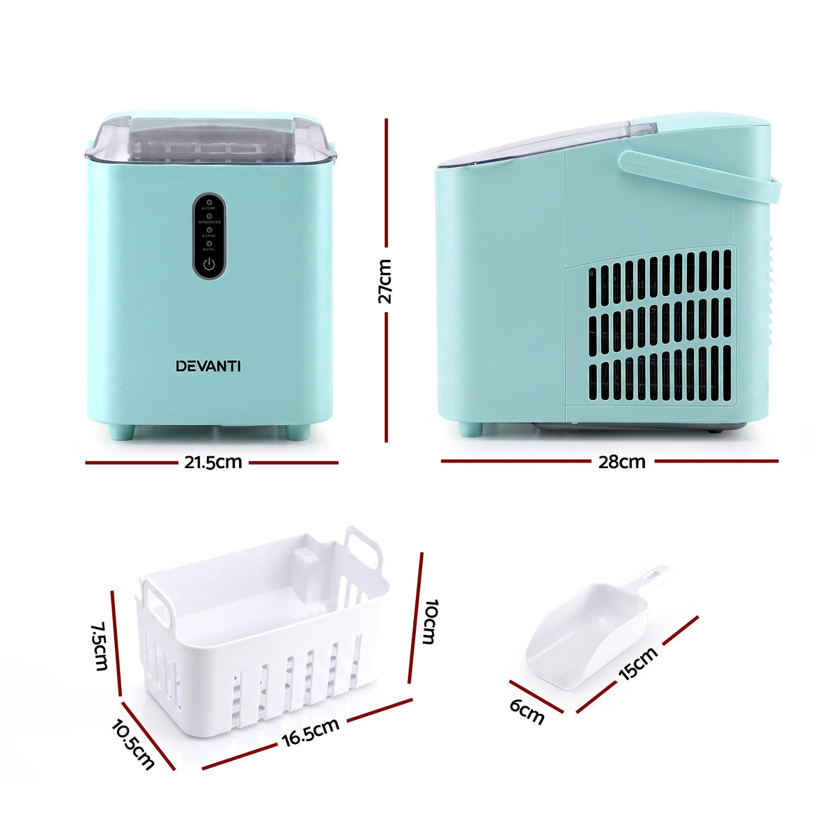 Devanti 12KG Ice Maker Machine Bullet Ice Cube Portable Green Awezingly