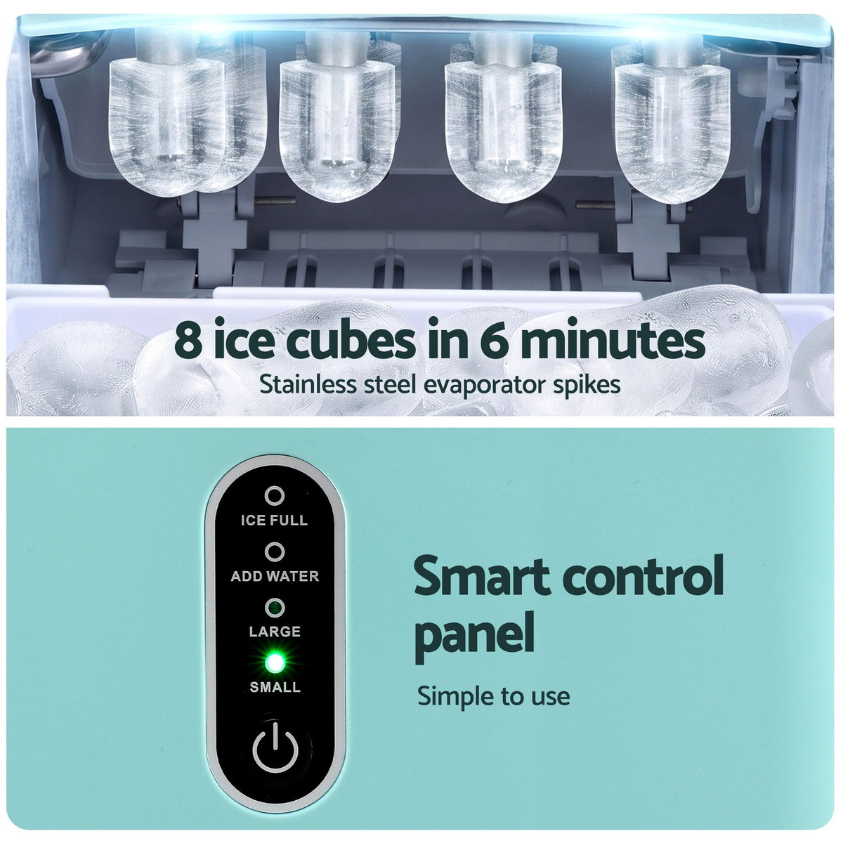 Devanti 12KG Ice Maker Machine Bullet Ice Cube Portable Green Awezingly