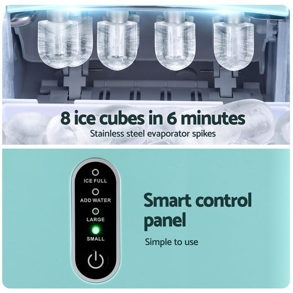 Devanti 12KG Ice Maker Machine Bullet Ice Cube Portable Green Awezingly
