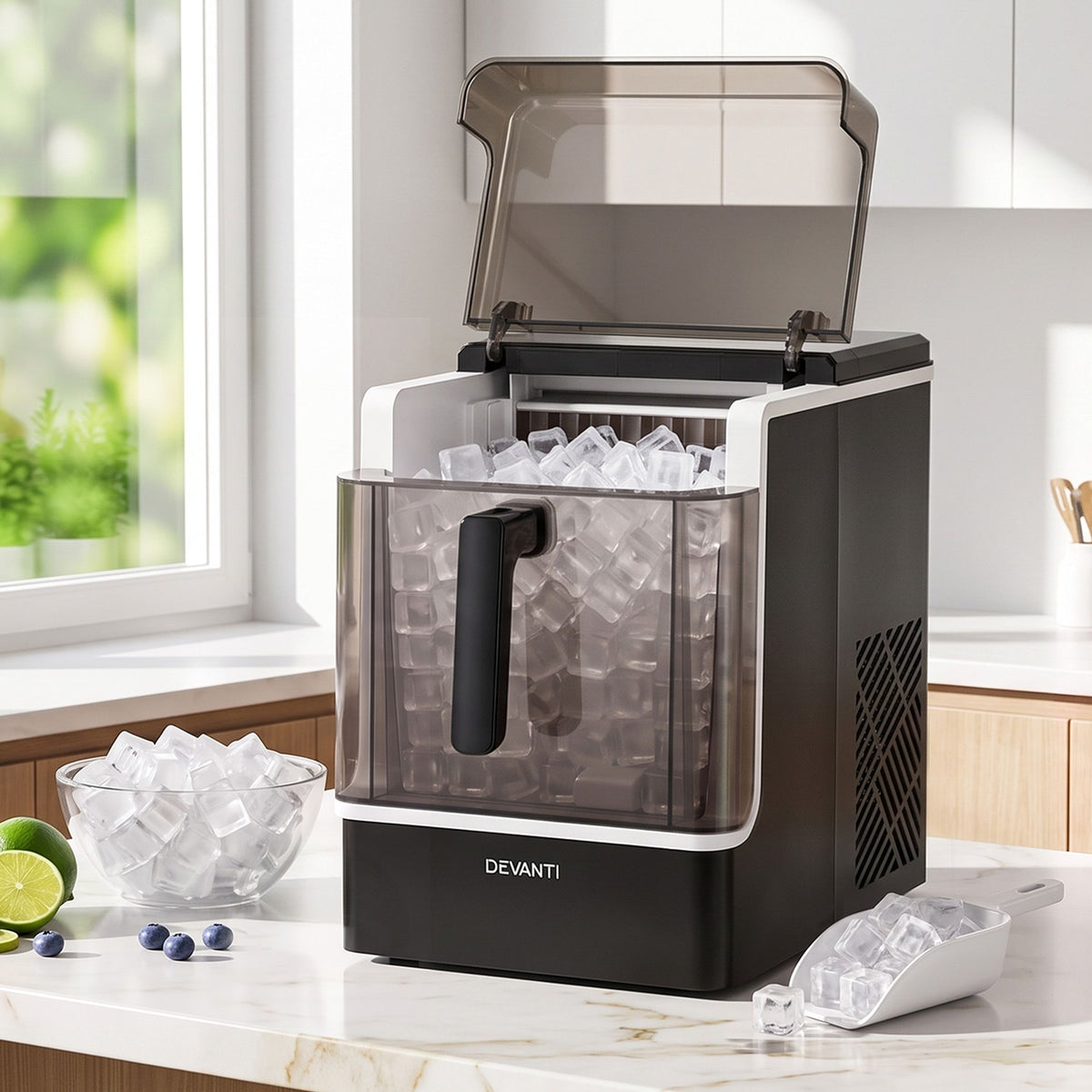 Devanti Ice Maker 23kg Portable Basket Square Cube Machine Black Awezingly