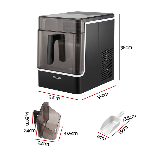 Devanti Ice Maker 23kg Portable Basket Square Cube Machine Black Awezingly