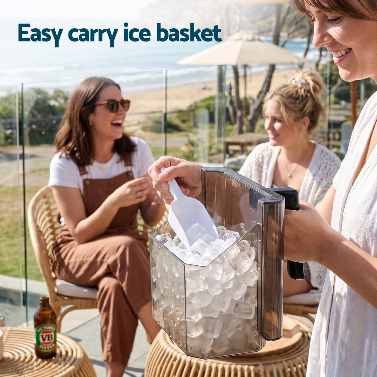 Devanti Ice Maker 23kg Portable Basket Square Cube Machine Black Awezingly