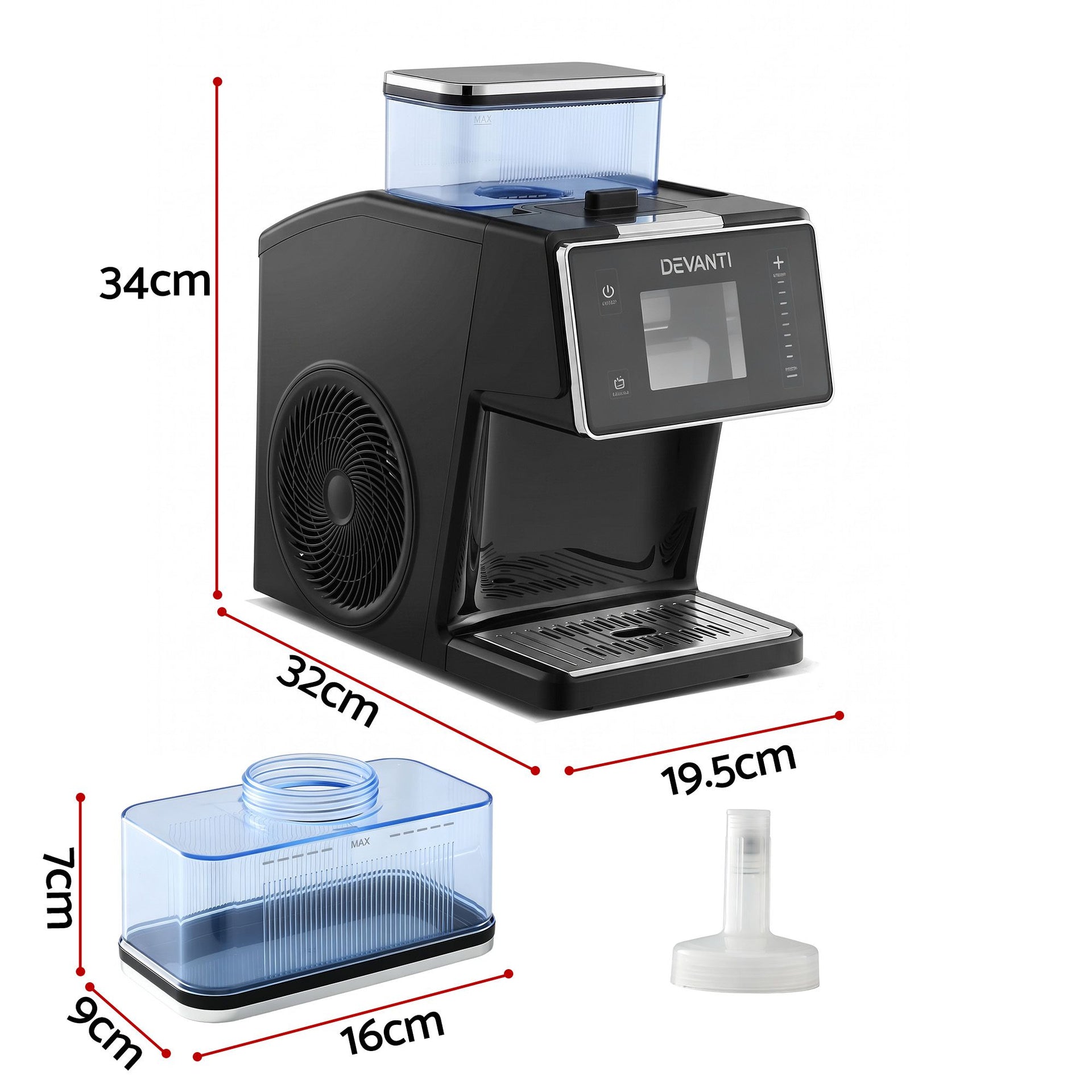 Devanti 20kg/24hr Ice Maker Snowflake Shaved Ice Slushie Maker Black Awezingly