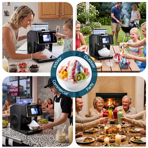 Devanti 20kg/24hr Ice Maker Snowflake Shaved Ice Slushie Maker Black Awezingly