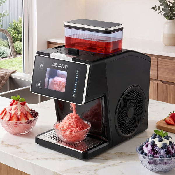 Devanti 20kg/24hr Ice Maker Snowflake Shaved Ice Slushie Maker Black Awezingly