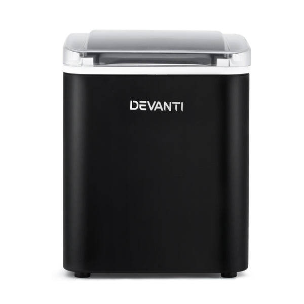 Devanti Ice Maker Machine Portable 12kg Countertop w/Self Cleaning 1.2L Black Awezingly
