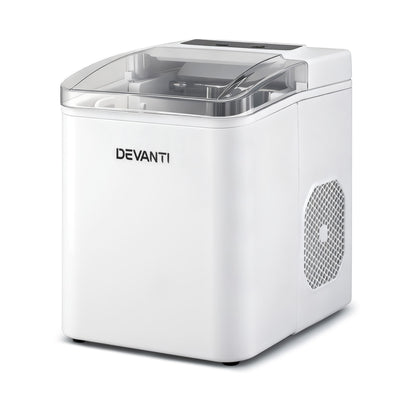 Devanti Ice Maker Machine Portable 12kg Countertop w/Self Cleaning 1.2L White