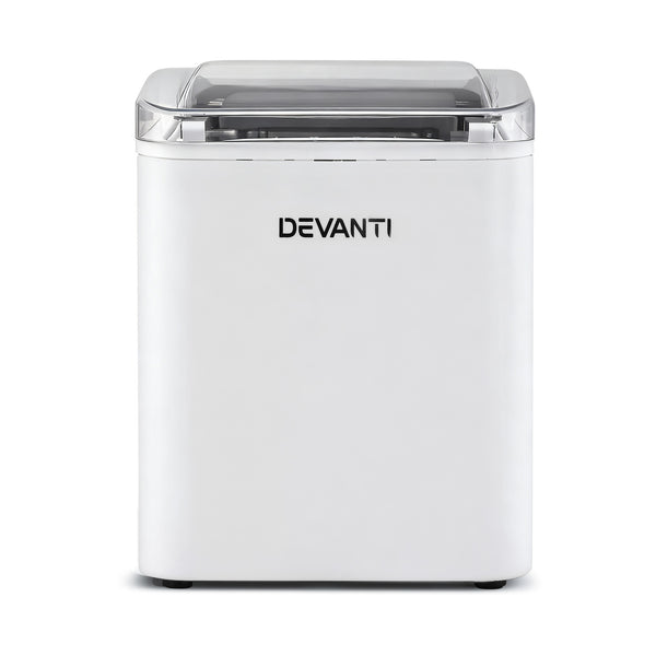Devanti Ice Maker Machine Portable 12kg Countertop w/Self Cleaning 1.2L White Awezingly