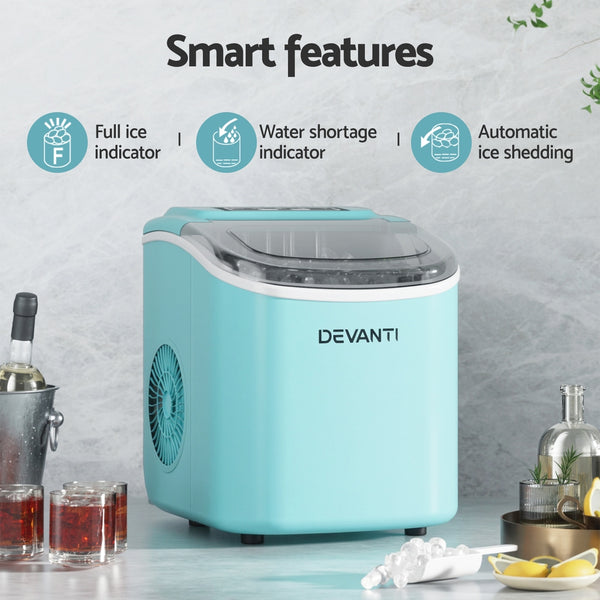 Devanti 12kg Ice Maker Machine w/Self Cleaning Green Awezingly