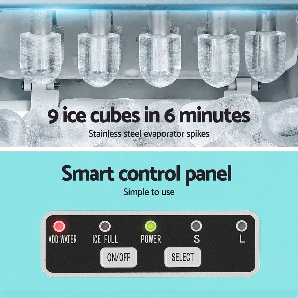 Devanti 12kg Ice Maker Machine w/Self Cleaning Green Awezingly