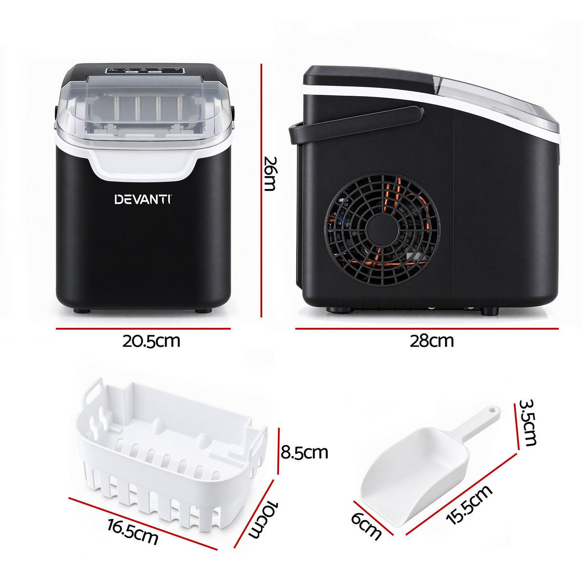 Devanti Ice Maker Ice Compact 12KG/24H Countertop Machine for Home Awezingly