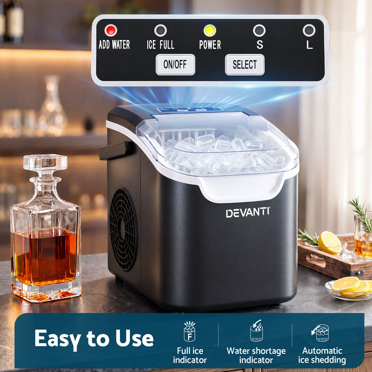 Devanti Ice Maker Ice Compact 12KG/24H Countertop Machine for Home Awezingly