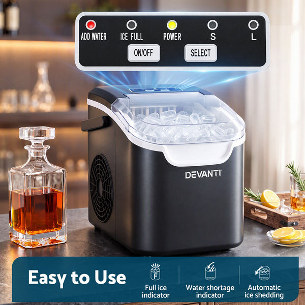 Devanti Ice Maker Ice Compact 12KG/24H Countertop Machine for Home Awezingly