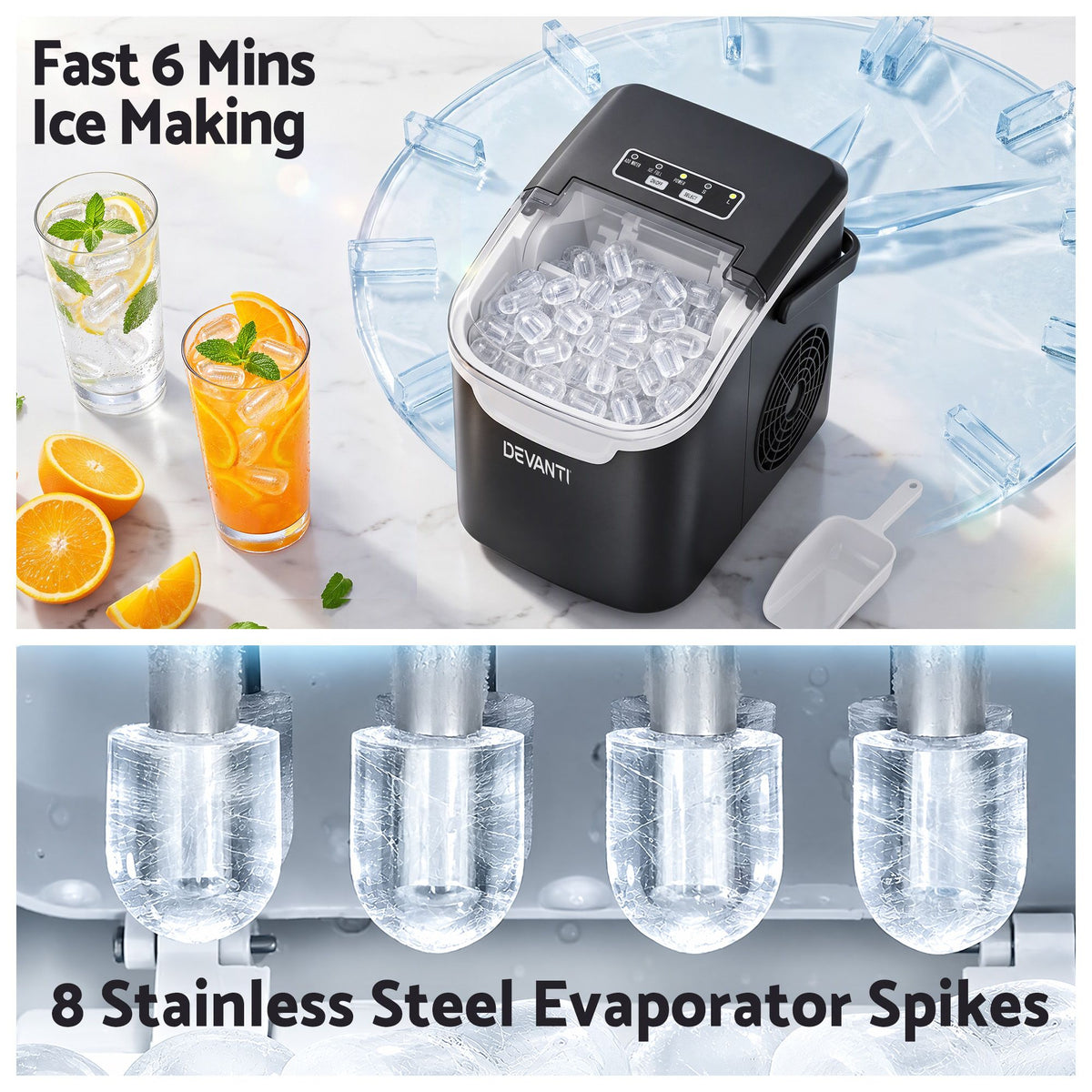 Devanti Ice Maker Ice Compact 12KG/24H Countertop Machine for Home Awezingly
