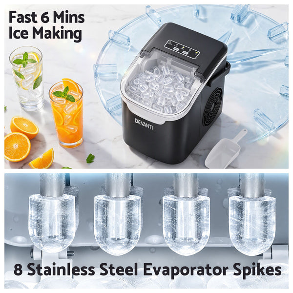 Devanti Ice Maker Ice Compact 12KG/24H Countertop Machine for Home Awezingly