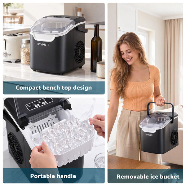 Devanti Ice Maker Ice Compact 12KG/24H Countertop Machine for Home Awezingly