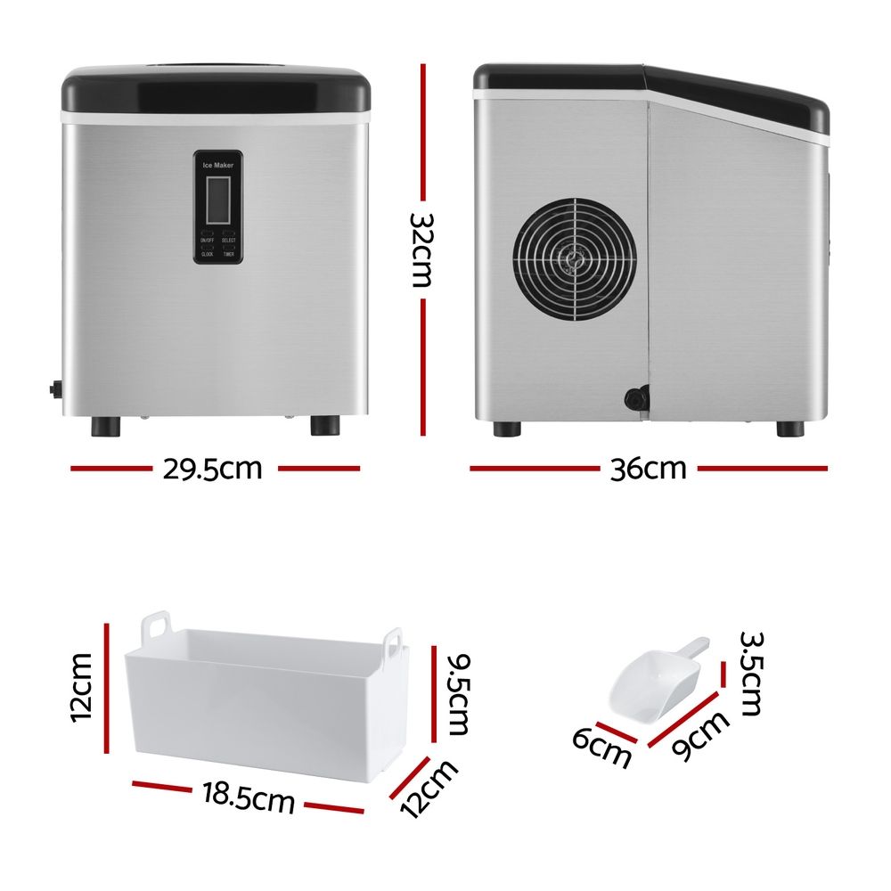 Devanti 15kg Ice Maker Machine Silver Awezingly