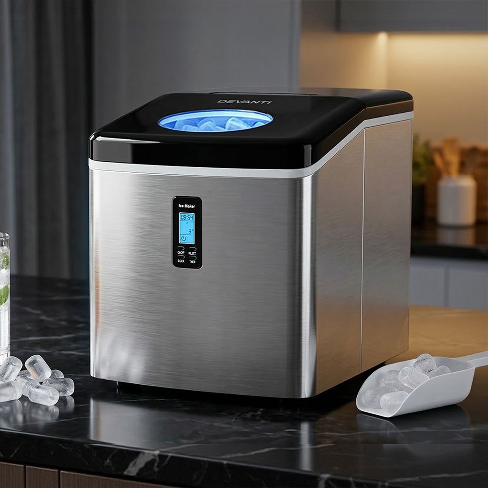 Devanti 15kg Ice Maker Machine Silver Awezingly