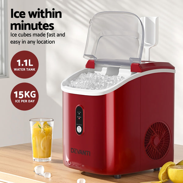 Devanti Ice Maker Machine 15kg Nugget Chewable Ice Cube Awezingly