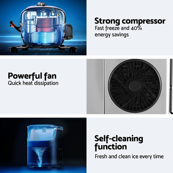 Devanti Ice Maker Machine 15kg Nugget Ice Cube Devanti