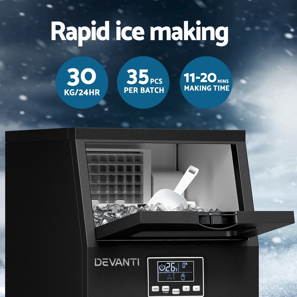 Devanti Commercial Ice Maker Cube Machine 30kg Devanti