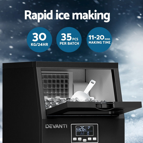 Devanti Commercial Ice Maker Cube Machine 30kg Devanti